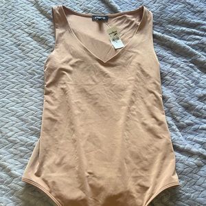 Medium Express body contour double layer v neck thong bodysuit